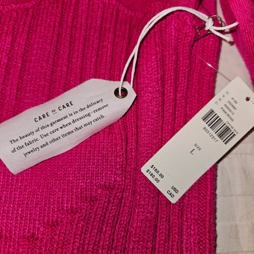 L NWT Anthropologie Hot Pink Mini Sweater Dress